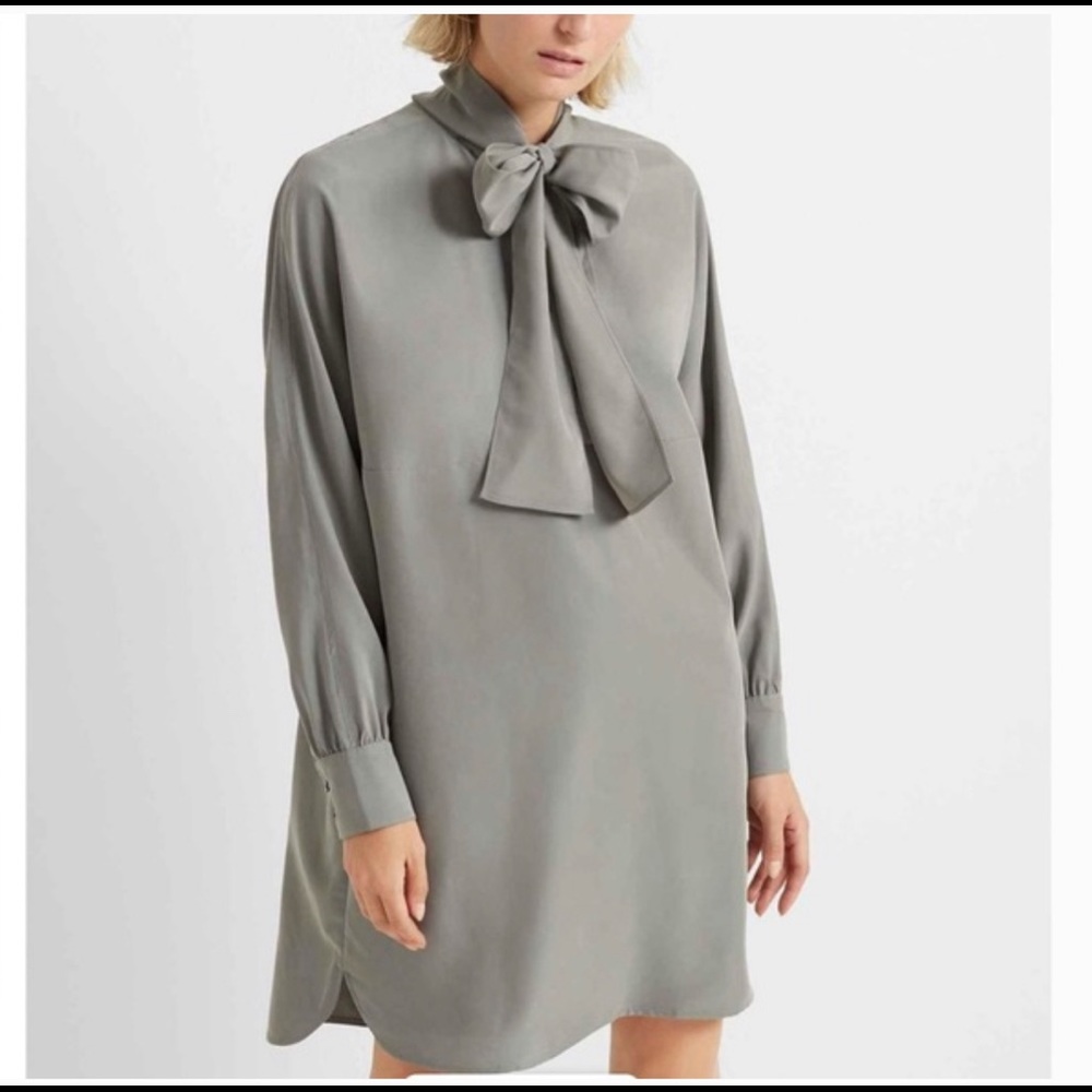 Club Monaco sage green tie-neck dress